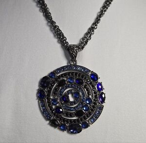 Avon Blue and Silver Spiral Necklace